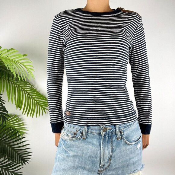 Women's Vintage Ralph Lauren Nautical Coastal Chic Striped Long Sleeve Shirt / S - Picture 4 of 6